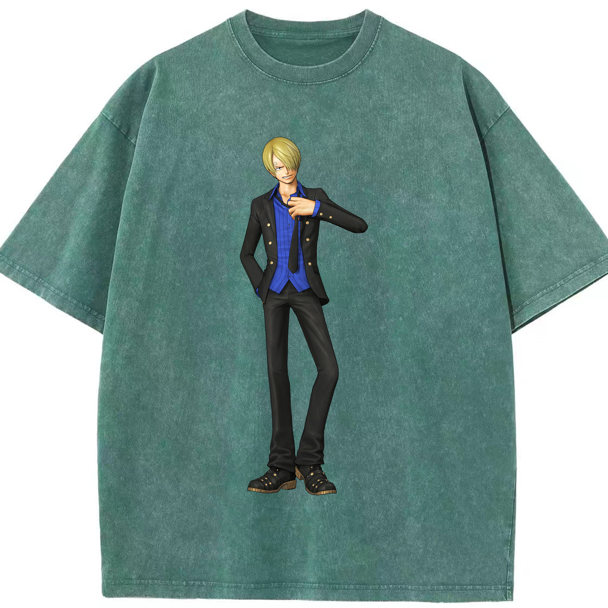 ワンピース サンジ ONE PIECE Sanji 綿100% ヴィンテージ風 半袖Tシャツ（フロントプリント）